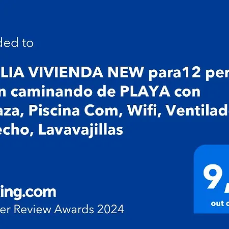 Tatil Evi Amplia Vivienda New Para12 Pers A 4 Min Caminando De Playa Con Terraza, Piscina Com, Wifi, Ventiladores De Techo, Lavavajillas *